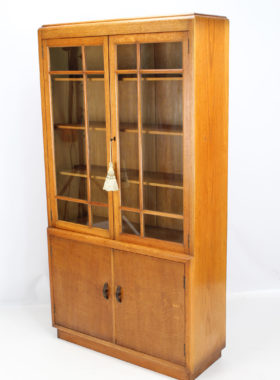 Tall Art Deco Oak Bookcase