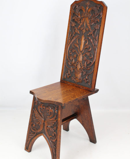 Edwardian Carved Oak Hall Chair
