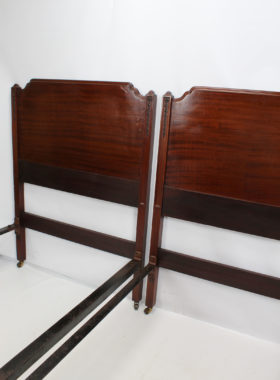 Pair Edwardian Mahogany Single Beds