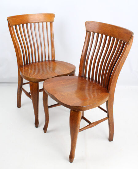 Pair Edwardian Oak Chairs