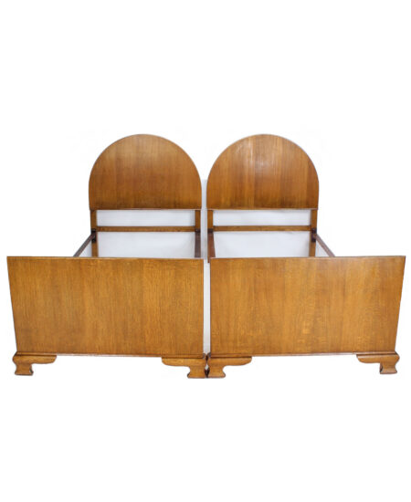 Pair Art Deco Oak Single Beds