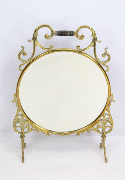 Victorian Brass Mirror Fire Screen