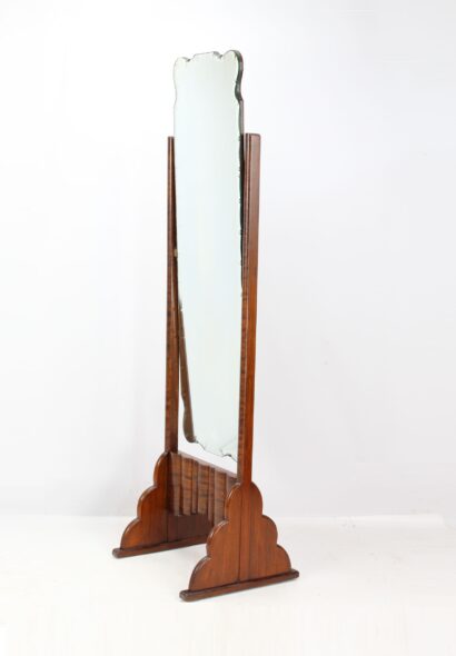 Art Deco Walnut Cheval Mirror