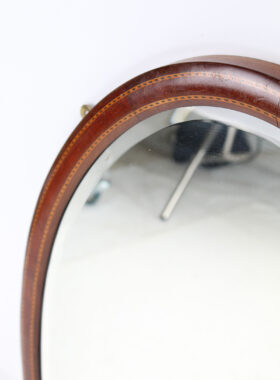 Edwardian Mahogany Inlaid Oval Mirror